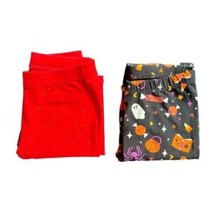 Cat & Jack Red and Halloween Print Leggings bundle